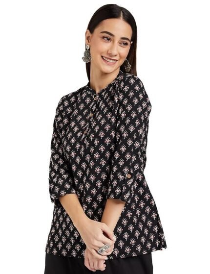 Women's Printed Regular Cotton Short Kurti